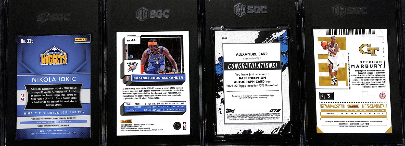 Lot of (4) SGC Graded Basketball Rookie Cards w. 2015/16 Prizm Nikola Jokic SGC 9.5