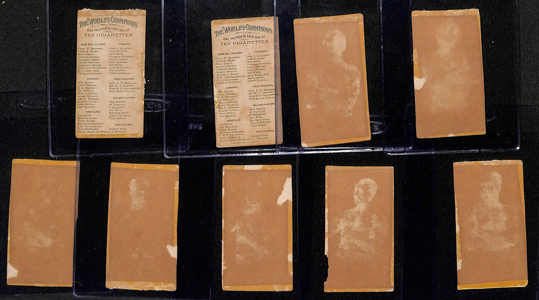 Lot of (2) 1887 N28 Allen & Ginter Boxing Cards & (7) 1888 N29 Allen & Ginter Boxing Cards (Skinned) w. N28 Jack McAuliffe