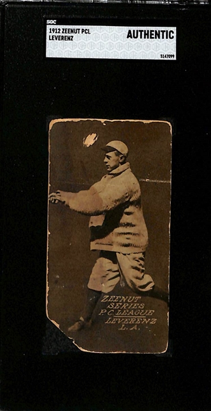 1911 & 1912 ZeeNut PCL Cards - Krueger SGC 3 & Leverenz SGC Auth