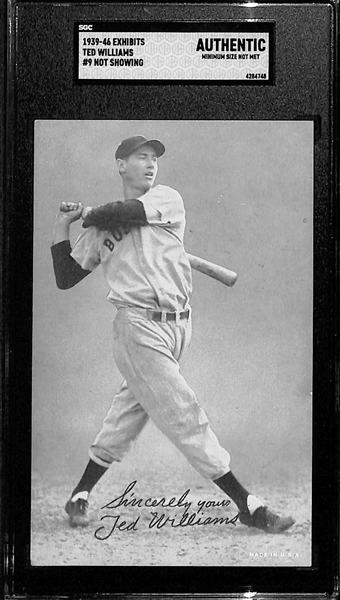 Lot of (5) 1939-53 Baseball Exhibit Cards w. Ted Williams SGC Auth