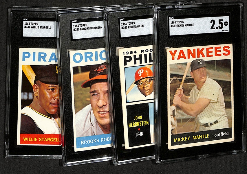 Lot of (4) SGC Graded 1964 Topps Baseball w. Mickey Mantle SGC 2.5