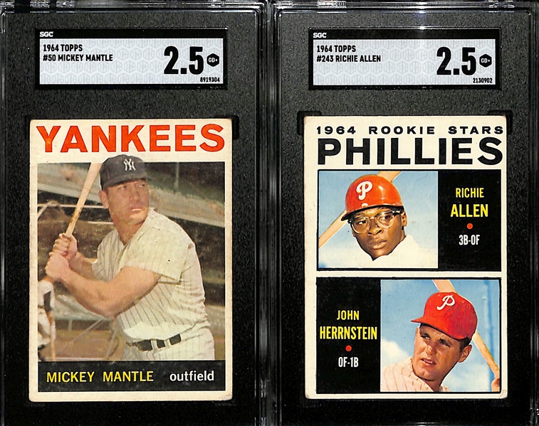 Lot of (4) SGC Graded 1964 Topps Baseball w. Mickey Mantle SGC 2.5