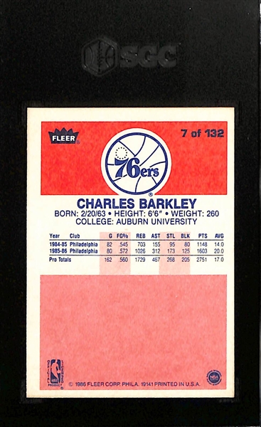 1986-87 Fleer Charles Barkley #7 Rookie Card Graded SGC 7