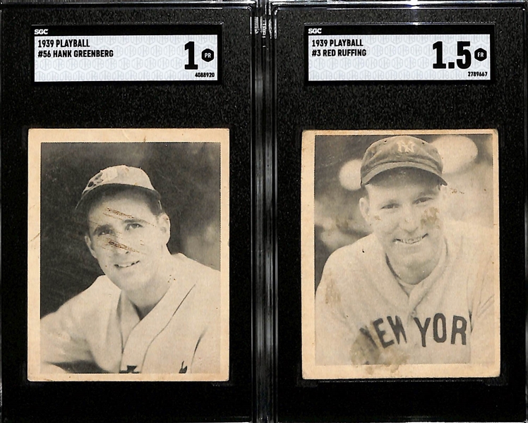 1939 Play Ball Lot - Hank Greenberg #56 (SGC 1) & Red Ruffing #3 (SGC 1.5)