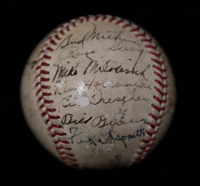  Team Signed 1945 New York Yankees Baseball w. George Stirnweiss, Joe McCarthy, Red Ruffing, +  (JSA Auction Letter) (Frank Crosetti is Clubhouse Signed)