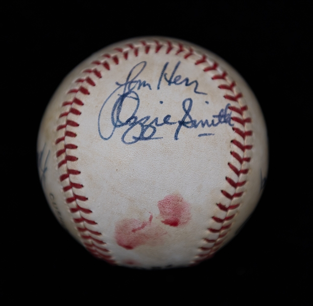 1981 St. Louis Cardinals Baseball w. 7 Signatures inc. Bruce Sutter & Ozzie Smith (JSA Auction Letter)