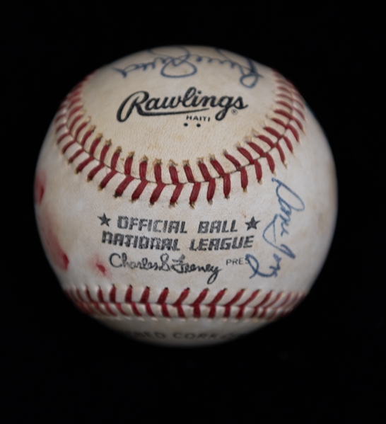 1981 St. Louis Cardinals Baseball w. 7 Signatures inc. Bruce Sutter & Ozzie Smith (JSA Auction Letter)