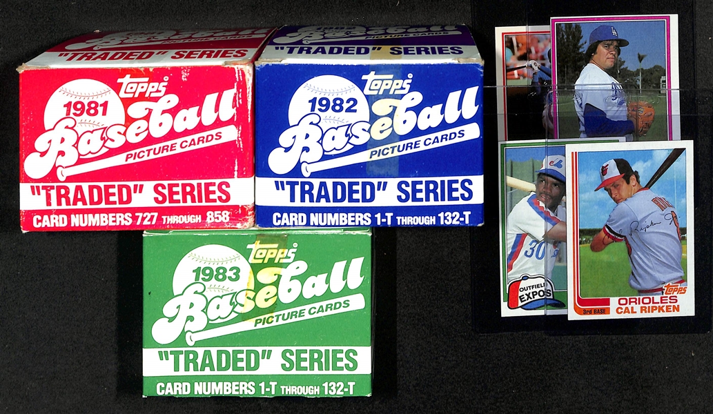 1981, 1982, & 1983 Topps Traded Series Sets w. Cal Ripken Jr., Tim Raines, Fernando Valenzuela, & Darryl Strawberry Rookie Cards!