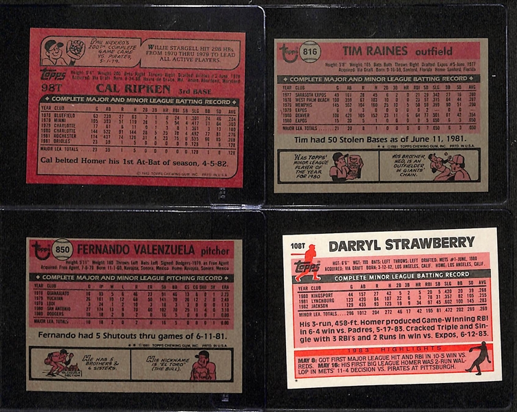 1981, 1982, & 1983 Topps Traded Series Sets w. Cal Ripken Jr., Tim Raines, Fernando Valenzuela, & Darryl Strawberry Rookie Cards!