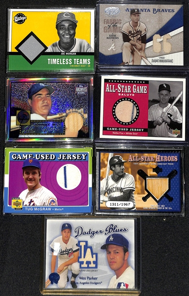 Lot of (13) Game-Used/Worn Relic Baseball Cards w. Stan Musial, Nolan Ryan, & Steve Carlton
