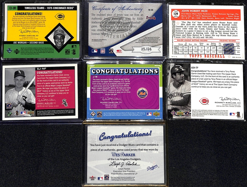 Lot of (13) Game-Used/Worn Relic Baseball Cards w. Stan Musial, Nolan Ryan, & Steve Carlton