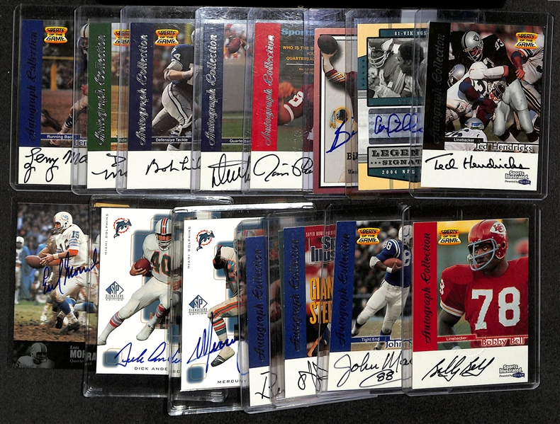 Lot of (16) Autographed Football Legends w. Ted Hendricks, Carl Eller, & Billy Kilmer
