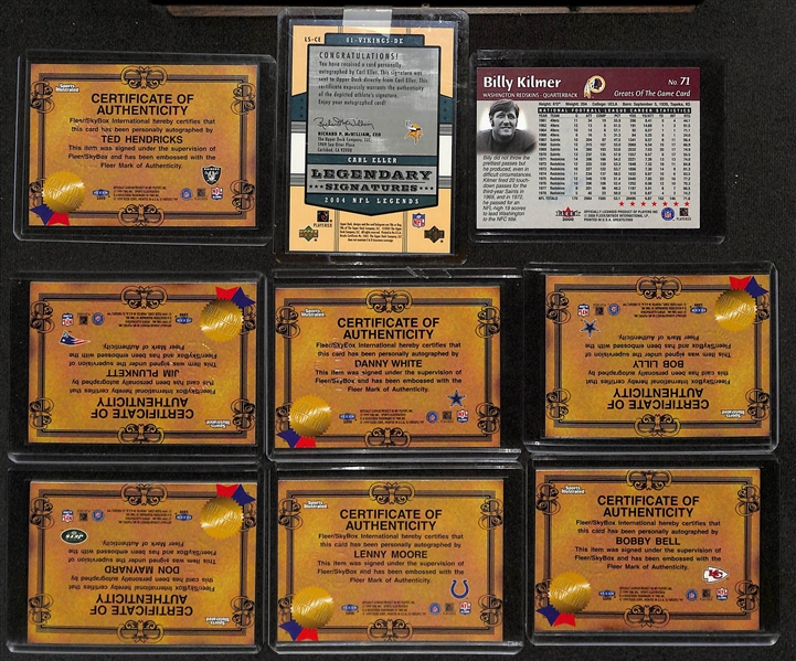 Lot of (16) Autographed Football Legends w. Ted Hendricks, Carl Eller, & Billy Kilmer