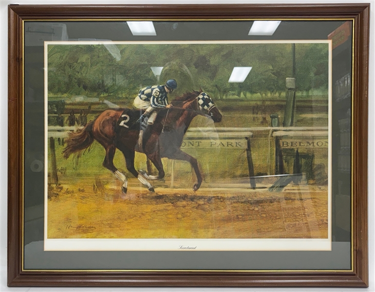 Lot of (2) Triple Crown Winner, Secretariat Prints - (1) Signed (+JSA Auction Letter)