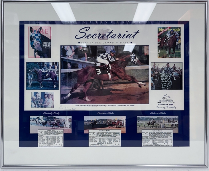 Lot of (2) Triple Crown Winner, Secretariat Prints - (1) Signed (+JSA Auction Letter)