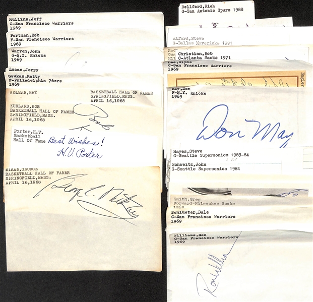 Lot of (20+) Mostly 1960s/70s Basketball Autographs w. HOFers George Mikan, H.V. Porter, +(JSA Auction Letter)