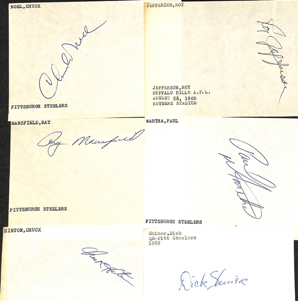 Lot of (18 Mostly 1960s Pittsburgh Steelers Autographs w. Chuck Noel and Roy Jefferson +(JSA Auction Letter)