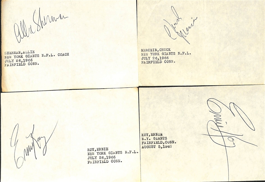 Lot of (17) Mostly 1960s NY Giants Signed Stationary Sheets w. Pat Summerall  +(JSA Auction Letter)