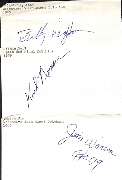 Lot of (25+) Mostly 1960s Dolphins or Vikings Signed Stationary Sheets w. Larry Csonka (HOF) & Mercury Morris +(JSA Auction Letter)