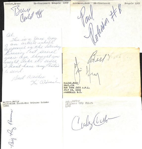 Lot of (70+) Mostly Football Autographs w. Tom Dempsey, Deacon Jones, +(JSA Auction Letter)