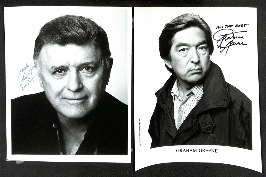 Lot of (35+) Signed Male Entertainer Prints (many Personalized) w. Rod Steiger & Graham Greene (JSA Auction Letter)