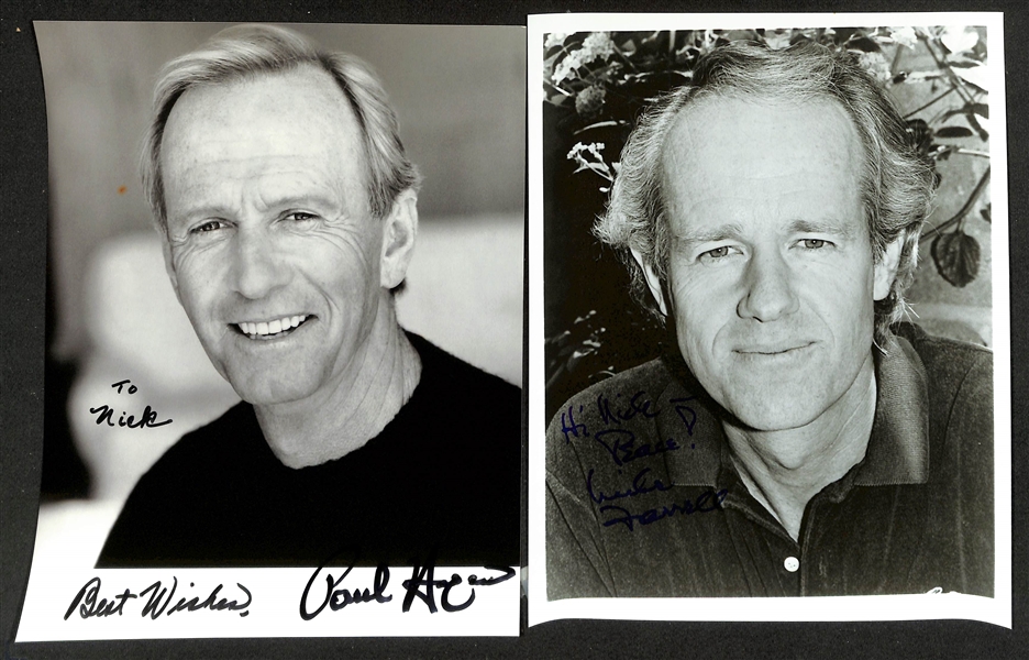 Lot of (25+) Signed Male Entertainer Prints (many personalized) w. Paul Hogan, Mike Farrell, +(JSA Auction Letter)