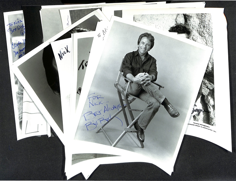 Lot of (20) Signed Male Entertainer Prints (many personalized) w. Bill Bixby & Fred Ward (JSA Auction Letter)