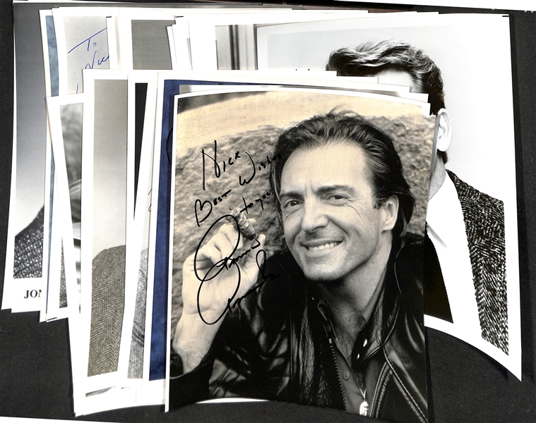 Lot of (30) Signed Male Entertainer Prints (many personalized) w. Armond Assante, George Plimpton & Tony Lo Bianca (JSA Auction Letter). 