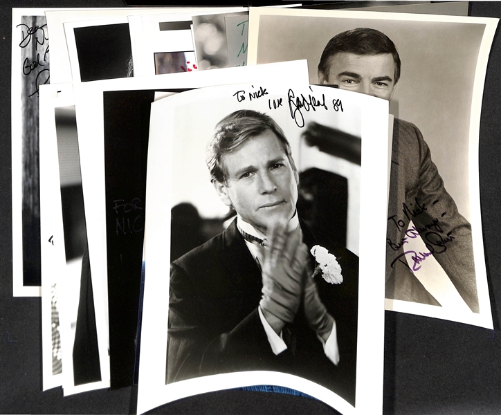 Lot of (18) Signed Male Entertainer Prints (many personalized) w. Ryan O'Neal & Eddie Fisher, +(JSA Auction Letter)