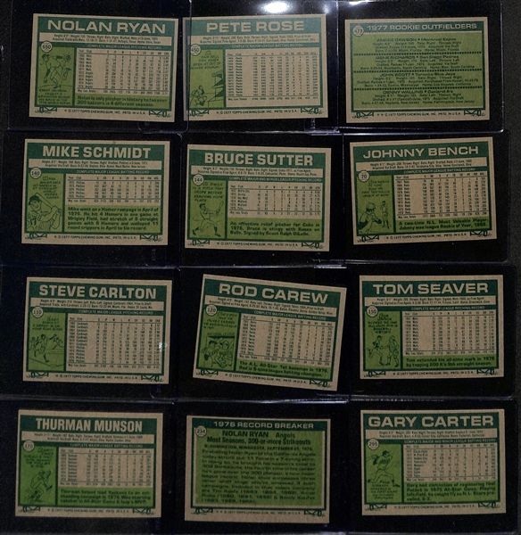 1977 Topps Baseball Complete Set (All 660 Cards) w. Ryan, Rose, Dawson Rookie, + (EX-NM+)