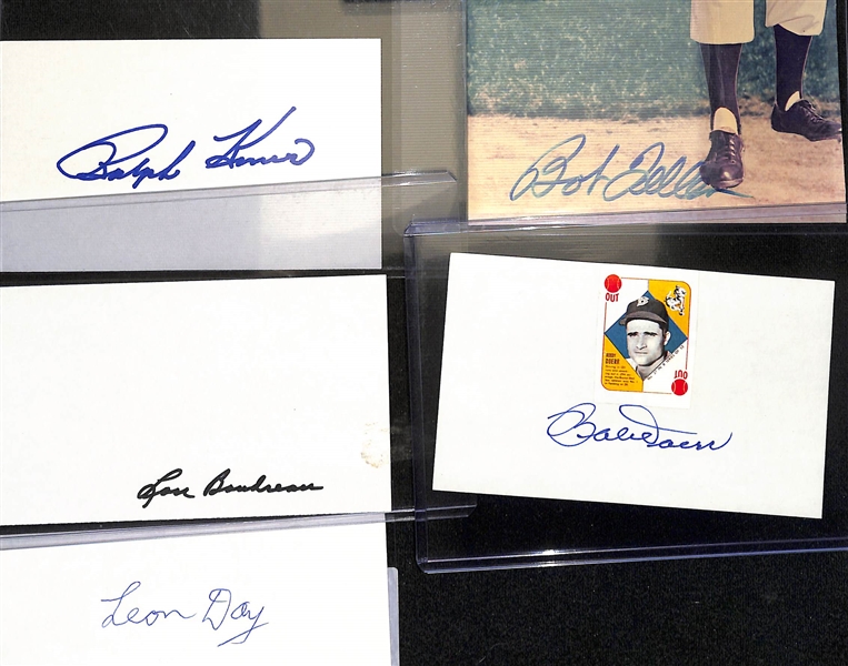 Lot of (59+) Autographed Baseball Index Cards w. Ralph Kiner & Bob Feller, +(JSA Auction Letter)