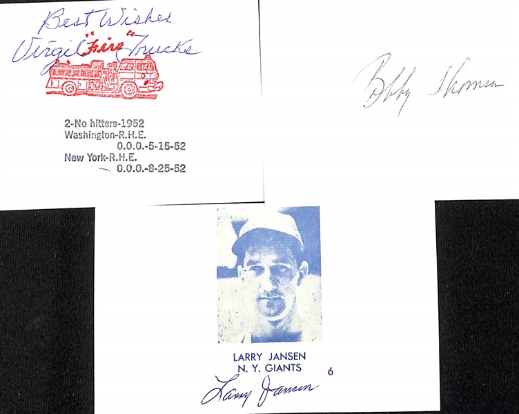 Lot of (59+) Autographed Baseball Index Cards w. Ralph Kiner & Bob Feller, +(JSA Auction Letter)