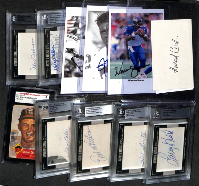 Lot of (11) Certified Autographed Sports Memorabilia w. Howard Cosell (JSA) and Warren Moon (JSA)