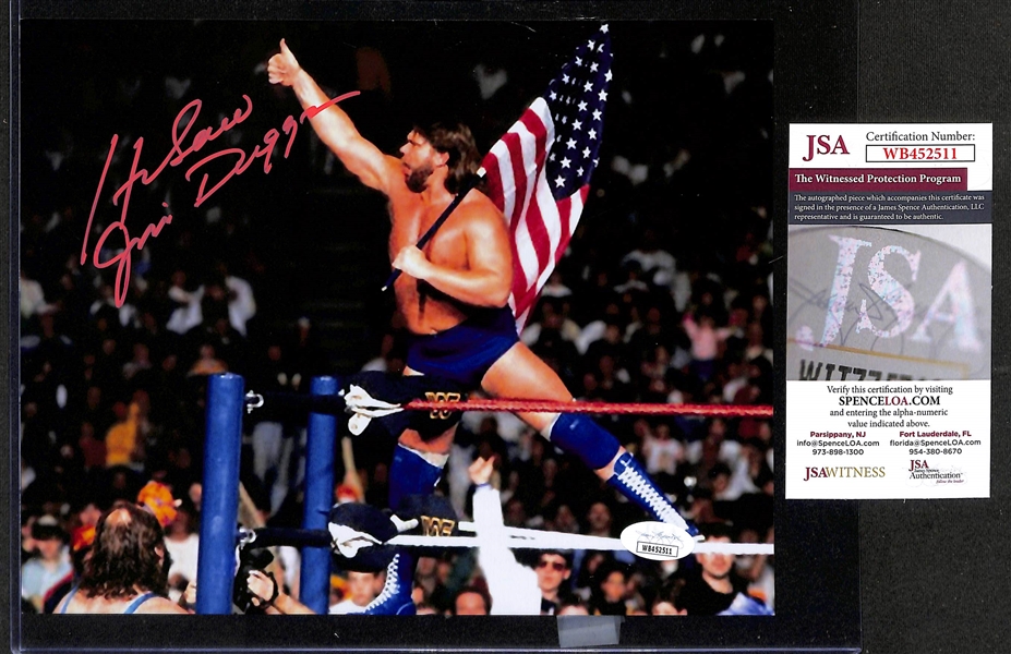 (4) Signed Boxing & Wrestling Prints w. Jake LaMotta & Jimmy Hart (JSA COA) +(JSA Auction Letter)