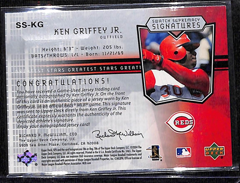 2004 Upper Deck SPx Ken Griffey Jr Swatch Supremacy Signatures Greatest Stars #268/275