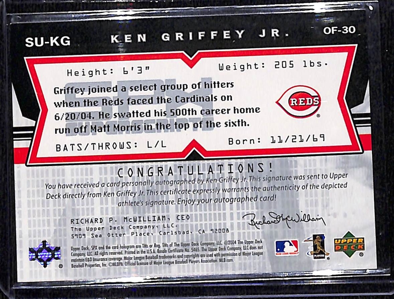 2004 Upper Deck SPx Ken Griffey Jr Super Scripts Autograph Card