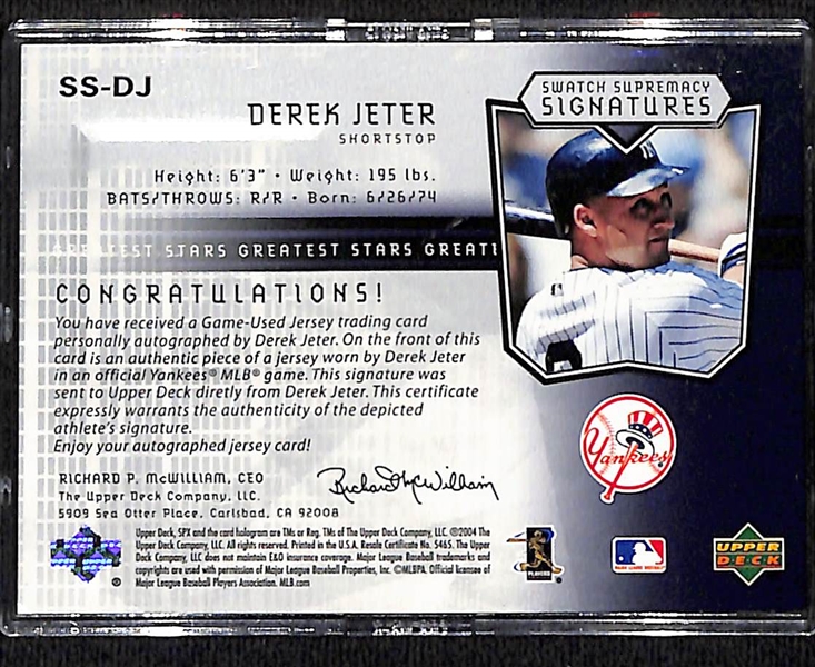 2004 Upper Deck SPx Derek Jeter Swatch Supremacy Signatures Greatest Stars #253/275