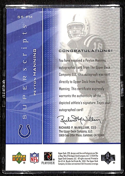 2004 Peyton Manning Upper Deck UD SPx Superscripts Autograph Card #SS-PM