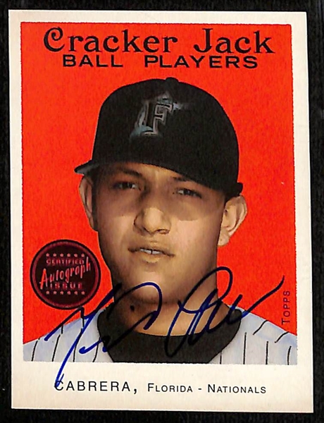 Lot of (3) Autographed Baseball Cards w. Mattingly, Cabrera, & Hernandez