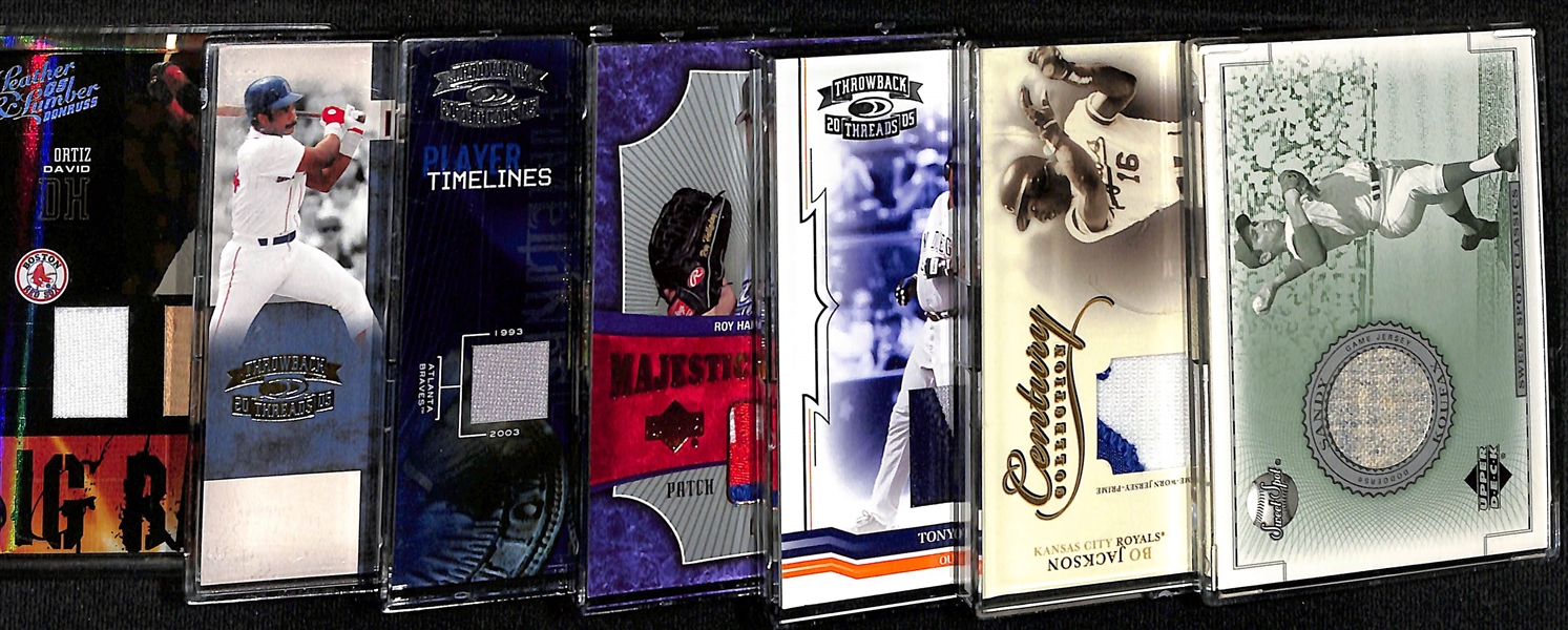 Lot of (7) Game-Used Memorabilia Baseball Cards w. Sandy Koufax & Bo Jackson