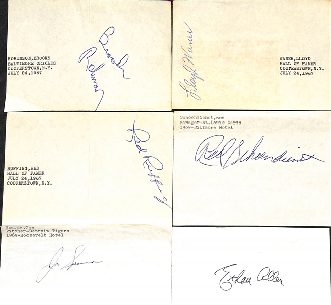 Lot of (60+) Baseball Autographs w. HOFers Brooks Robinson & Lloyd Waner (JSA Auction Letter)