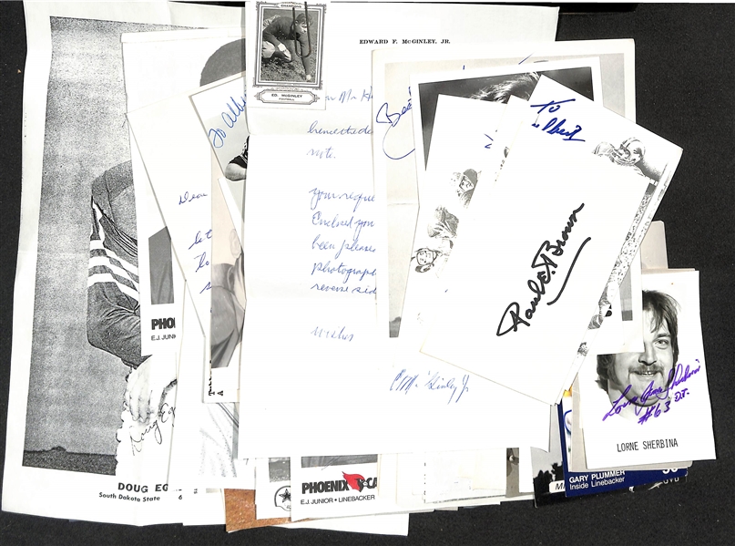 Lot of (30+) Football Autographs w. HOFers Coach Paul Brown & Dick Night Train Lane (JSA Auction Letter) 