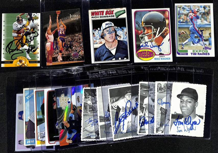 Lot of (16) Signed Sports Cards w. Rocky Bleier (JSA Auction Letter)