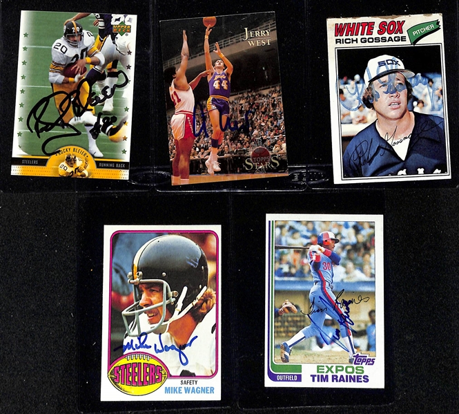 Lot of (16) Signed Sports Cards w. Rocky Bleier (JSA Auction Letter)