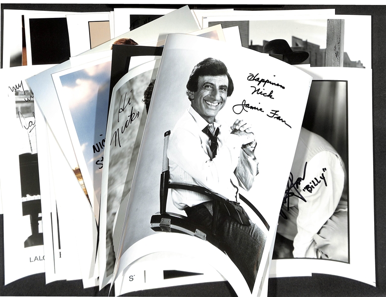 Lot of (45+) Signed Male Celebrity Photos (many personalized) w. Jamie Farr, John Larroquette, + (JSA Auction Letter)