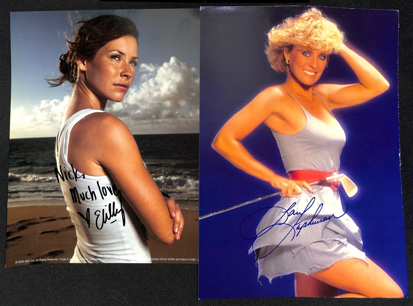 Lot of (48) Signed Female Celebrity Photos (many personalized) w. Cheryl Tiegs, Laura Dern, + (JSA Auction Letter)