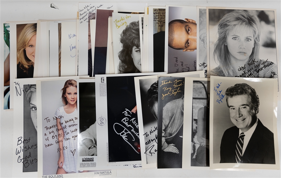 Lot of (70+) Signed Celebrity Photos (many personalized) w. Regis Philbin, Josh Taylor, +(JSA Auction Letter)