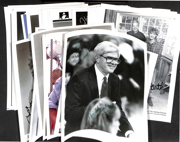 Lot of (35+) Signed Television Celebrity Photos (many personalized) w. Phil Donahue, Mary Hart, +(JSA Auction Letter)
