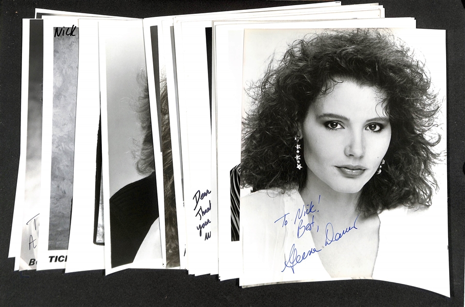 Lot of (35+) Signed Photos (many personalized) w. Geena Davis & Cheryl Tiegs (+JSA Auction Letter)