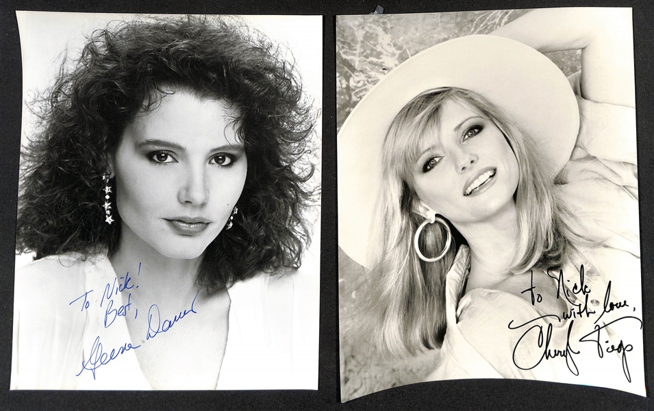 Lot of (35+) Signed Photos (many personalized) w. Geena Davis & Cheryl Tiegs (+JSA Auction Letter)